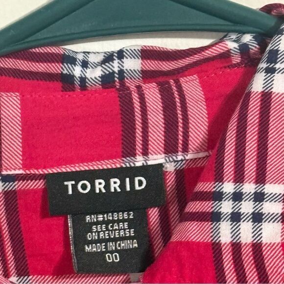 Torrid Red Plaid Button Down Shirt - Picture 3 of 4